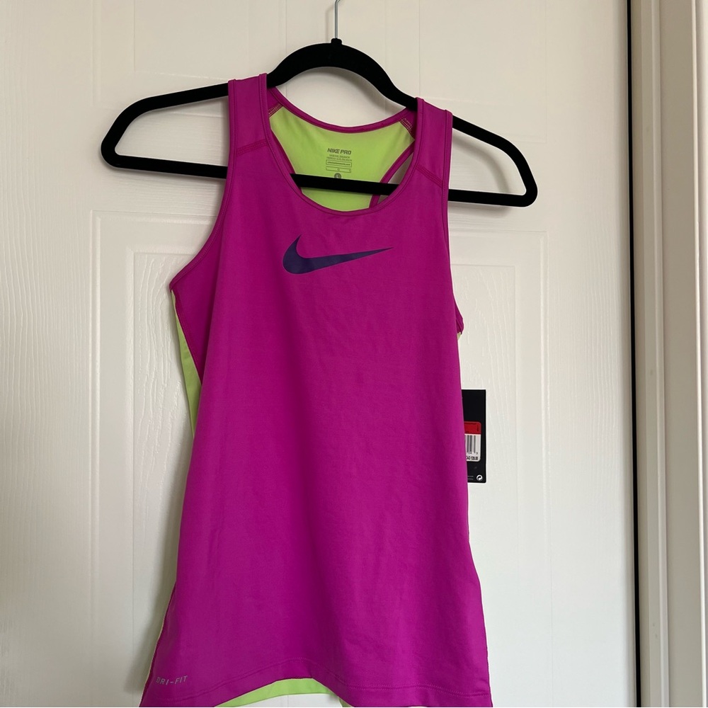 BNWT Nike Pro Pink and Lime Tank Top